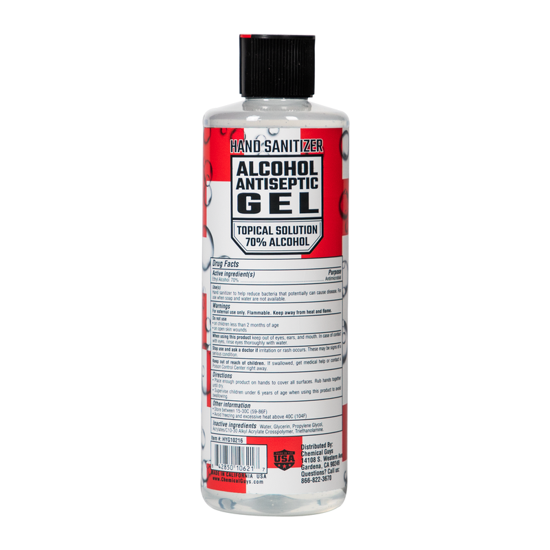 Chemical Guys SeventyGel Hand Sanitizer 70% Alcohol Antiseptic Gel Topical Solution