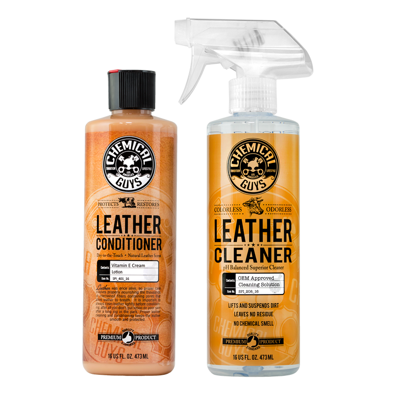 CHEMICAL GUYS LEATHER CLEANER & CONDITIONER COMPLETE LEATHER CARE KIT